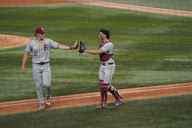 Feb 21, 2026; Arlington, TX, USA; Florida State Seminoles vs Auburn Tigers during the Amegy Bank College Baseball Series at Globe Life Field. Mandatory Credit: Raymond Carlin III-Imagn Images