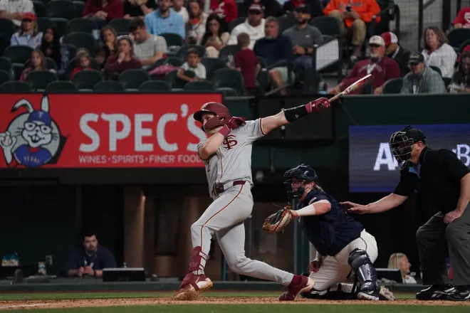 Feb 21, 2026; Arlington, TX, USA; Florida State Seminoles vs Auburn Tigers during the Amegy Bank College Baseball Series at Globe Life Field. Mandatory Credit: Raymond Carlin III-Imagn Images