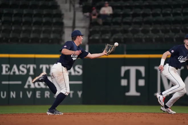 Feb 21, 2026; Arlington, TX, USA; Florida State Seminoles vs Auburn Tigers during the Amegy Bank College Baseball Series at Globe Life Field. Mandatory Credit: Raymond Carlin III-Imagn Images