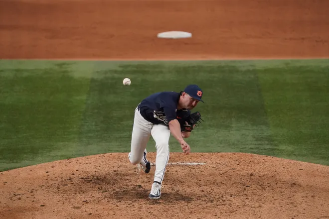 Feb 21, 2026; Arlington, TX, USA; Florida State Seminoles vs Auburn Tigers during the Amegy Bank College Baseball Series at Globe Life Field. Mandatory Credit: Raymond Carlin III-Imagn Images
