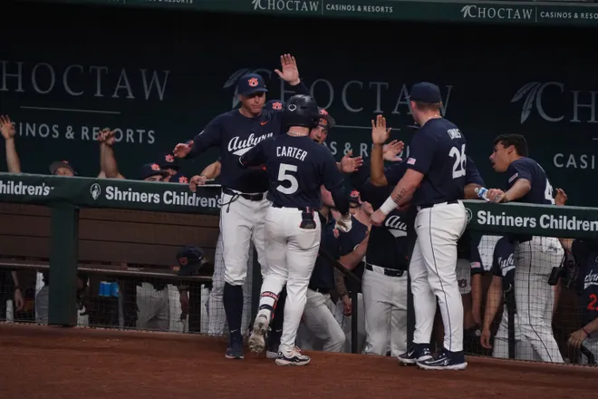 Feb 21, 2026; Arlington, TX, USA; Florida State Seminoles vs Auburn Tigers during the Amegy Bank College Baseball Series at Globe Life Field. Mandatory Credit: Raymond Carlin III-Imagn Images