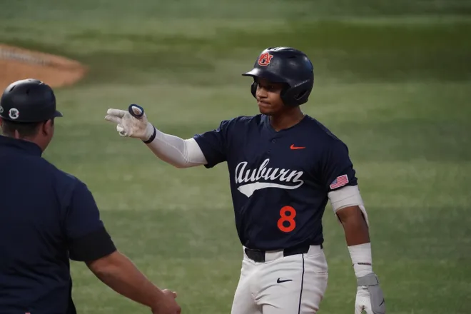 Feb 21, 2026; Arlington, TX, USA; Florida State Seminoles vs Auburn Tigers during the Amegy Bank College Baseball Series at Globe Life Field. Mandatory Credit: Raymond Carlin III-Imagn Images