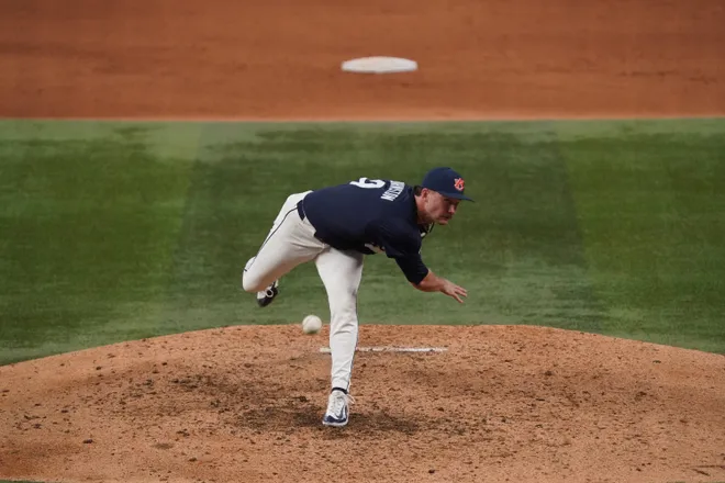 Feb 21, 2026; Arlington, TX, USA; Florida State Seminoles vs Auburn Tigers during the Amegy Bank College Baseball Series at Globe Life Field. Mandatory Credit: Raymond Carlin III-Imagn Images