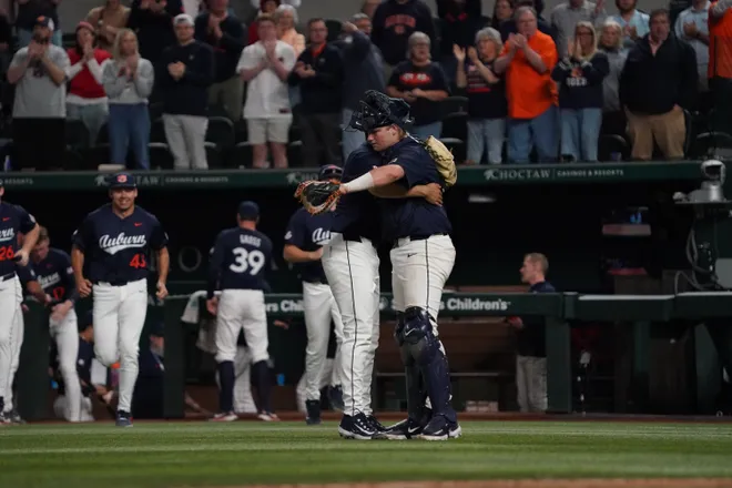 Feb 21, 2026; Arlington, TX, USA; Florida State Seminoles vs Auburn Tigers during the Amegy Bank College Baseball Series at Globe Life Field. Mandatory Credit: Raymond Carlin III-Imagn Images