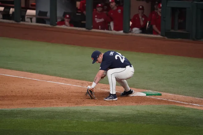 Feb 21, 2026; Arlington, TX, USA; Florida State Seminoles vs Auburn Tigers during the Amegy Bank College Baseball Series at Globe Life Field. Mandatory Credit: Raymond Carlin III-Imagn Images