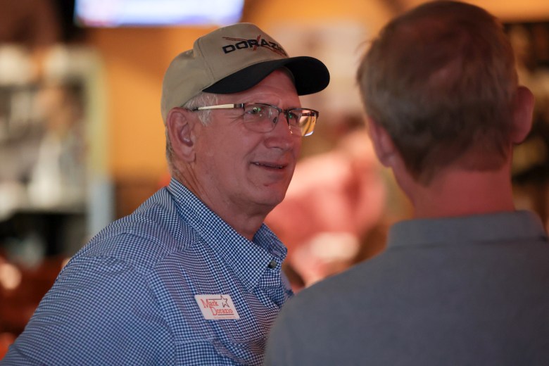Mark Dorazio greets supporters during his election night party at Russo’s Coal Fired Italian Kitchen in November 2022.