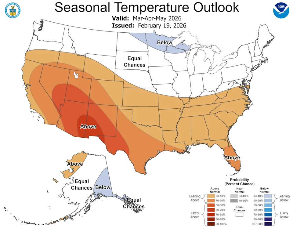 The warm weather is expected to continue into the spring in the El Paso region, according to the Climate Prediction Center.