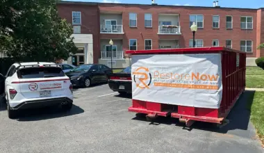 RestoreNow banner outside a job site