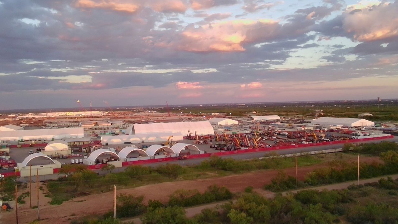 An entrance to the Stargate artificial intelligence data center complex in Abilene, Texas on Monday, Sept. 22, 2025.   (AP Photo/Matt O'Brien)