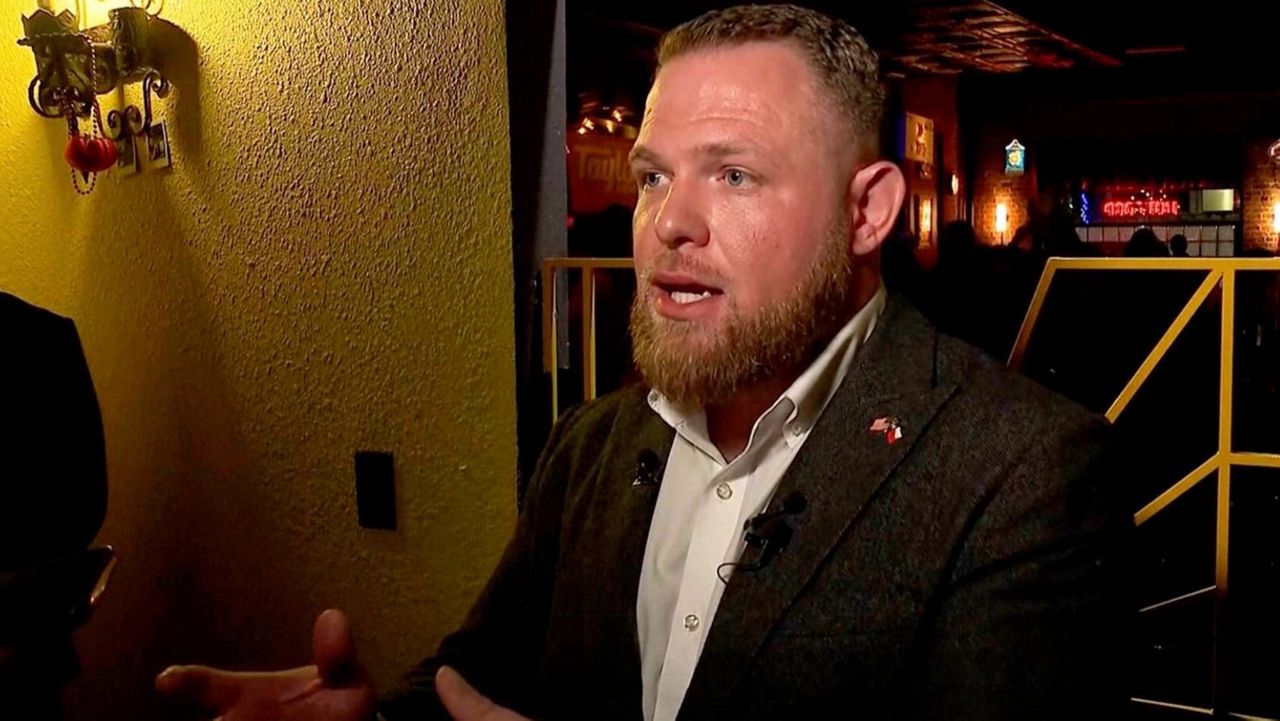 In this image taken from KXAS video, State Sen-elect Taylor Rehmet (D) speaks Jan. 31, 2026, in Fort Worth, Texas, after winning a special election for the Texas state Senate and flipped a reliably Republican district that President Donald Trump won by 17 points in 2024. (KXAS via AP)