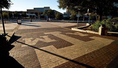 Texas A&M campus, just outside Rudder Tower, is seen Friday, Feb 12, 2016, in College Station, Texas. (Timothy Hurst/College Station Eagle via AP)
