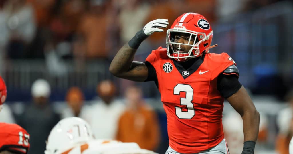 Dallas Cowboys 2026 NFL Draft: Linebacker Rankings and Fit Georgia Bulldogs linebacker wearing No. 3 celebrates before the snap during an SEC football game.