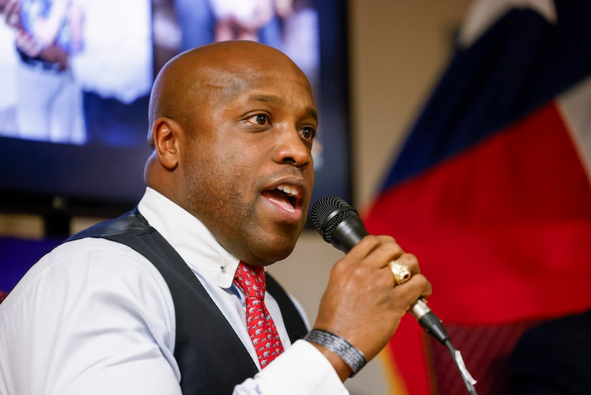 Republican Senate candidate Wesley Hunt speaks at the Dallas County Republican Party...