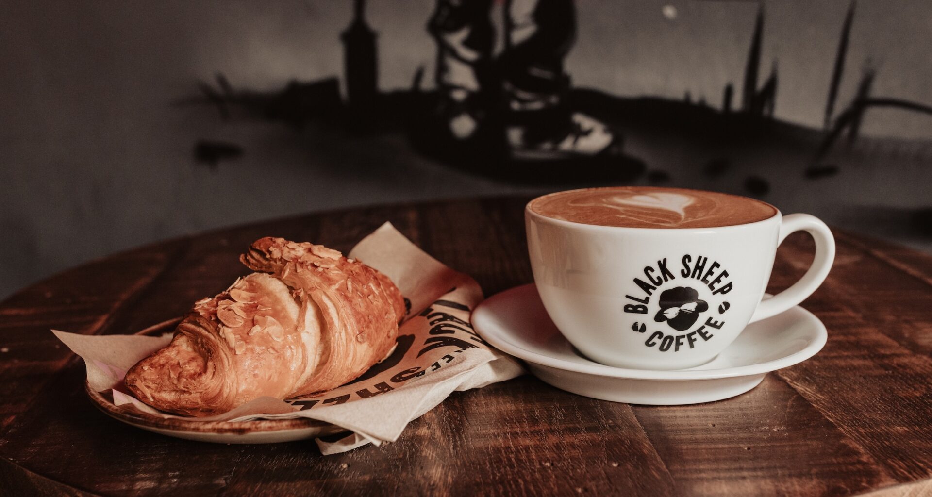 Black Sheep Coffee and pastry