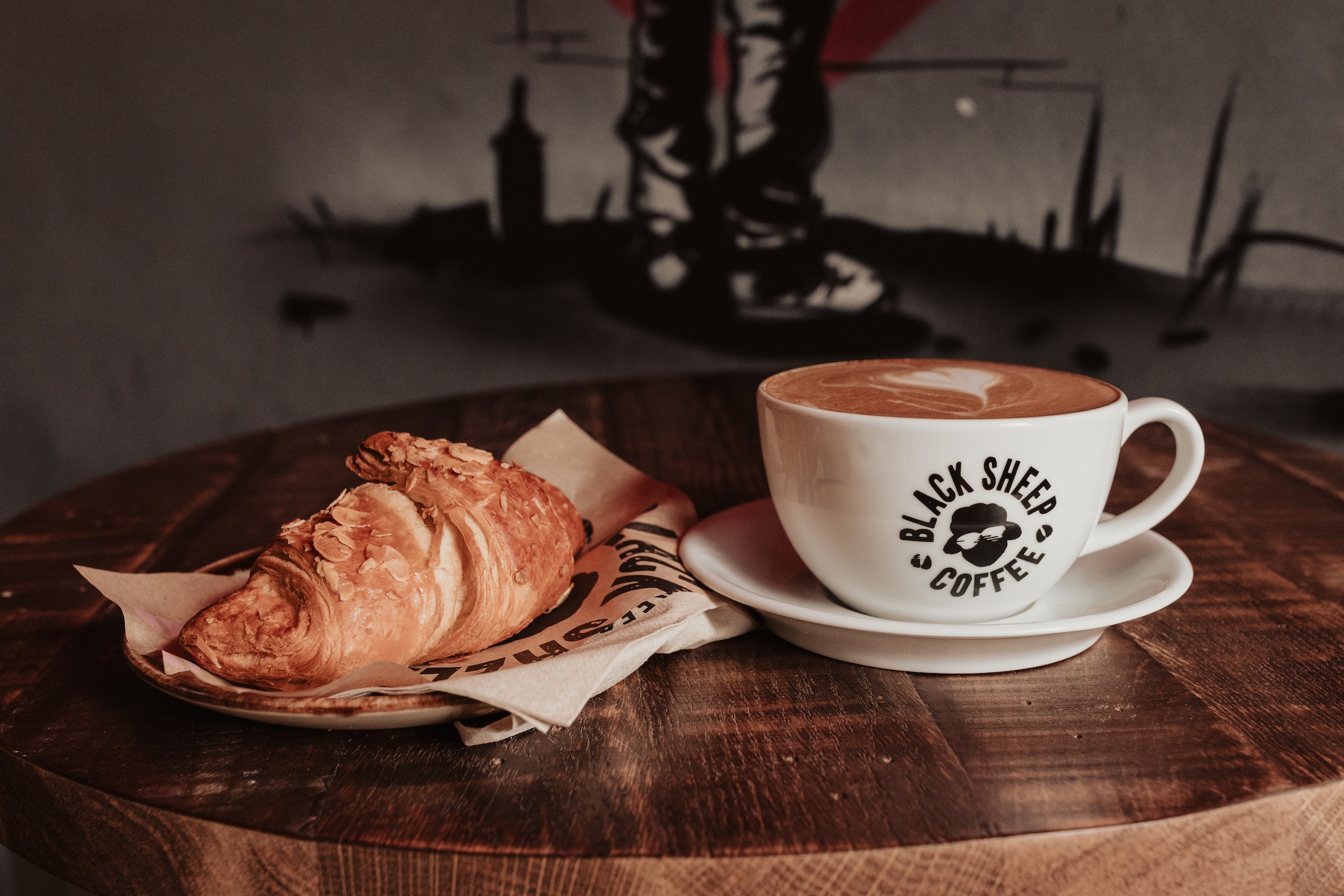 Black Sheep Coffee and pastry