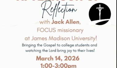 Afternoon of Reflection with FOCUS Missionary Set for March 14 at Corpus Christi Parish Center