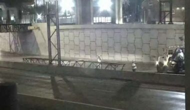 Asphalt truck clips overhead traffic sign, prompting hourslong closure of downtown highway