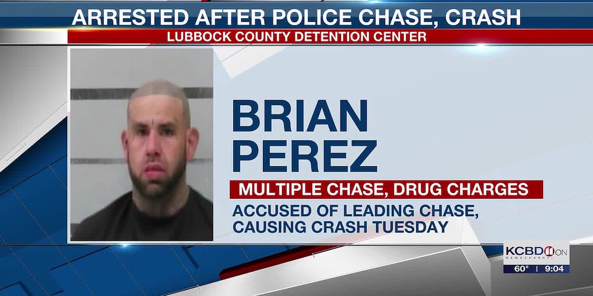 34-year-old Brian Perez charged in connection with Lubbock car chase, crash