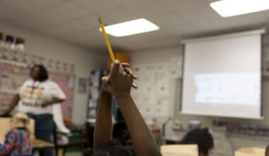 Classroom Student Raising Pencil