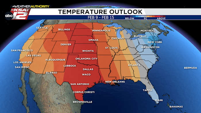 Shadow or not... South Texas has warmer weather in the forecast