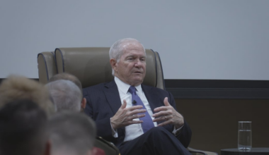 Former Texas A&M President Dr. Robert Gates took to speaking at conference on national affairs
