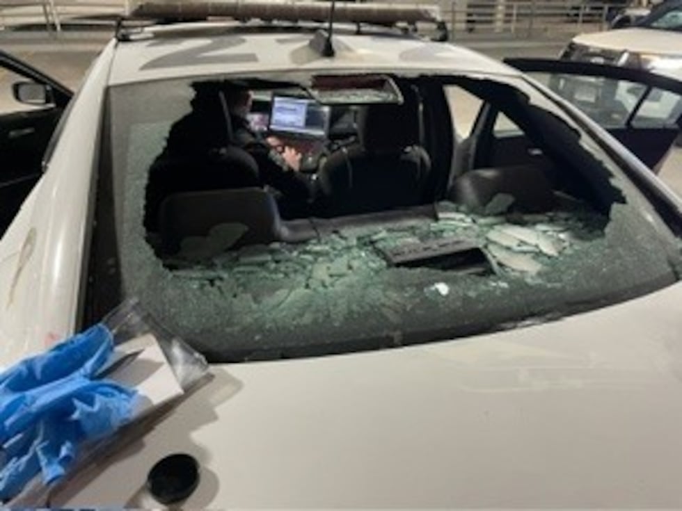 Police said suspects involved in an illegal street takeover vandalized several cruisers during...