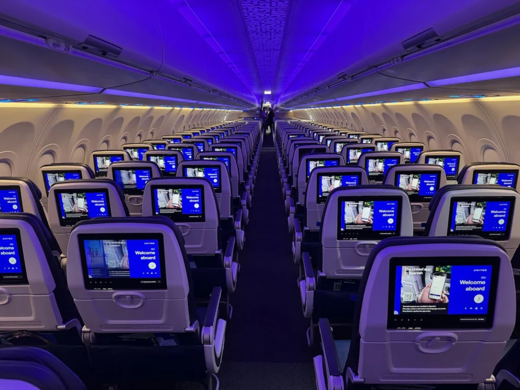 United Airlines Business Class Seats With In-built Entertainment System