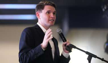 Texas state Rep. James Talarico, D-Austin, a Democratic candidate for the U.S. Senate, speaks to su...