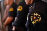 Dallas Police officers during a meeting at the Deep Ellum Community Center in Dallas on...