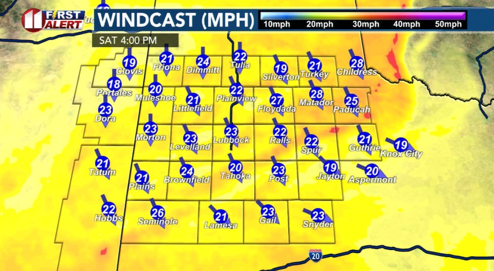 Cold wind expected Saturday afternoon.