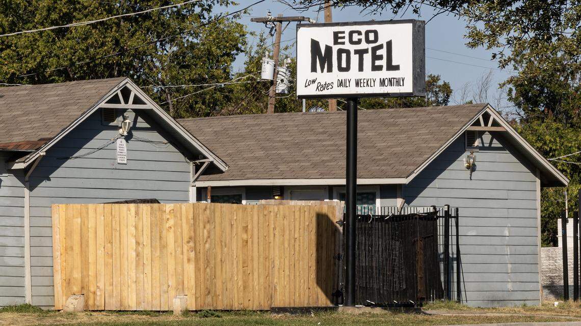 The outside of the Eco Motel on East Lancaster Avenue in Fort Worth on Thursday, Oct. 16, 2025.