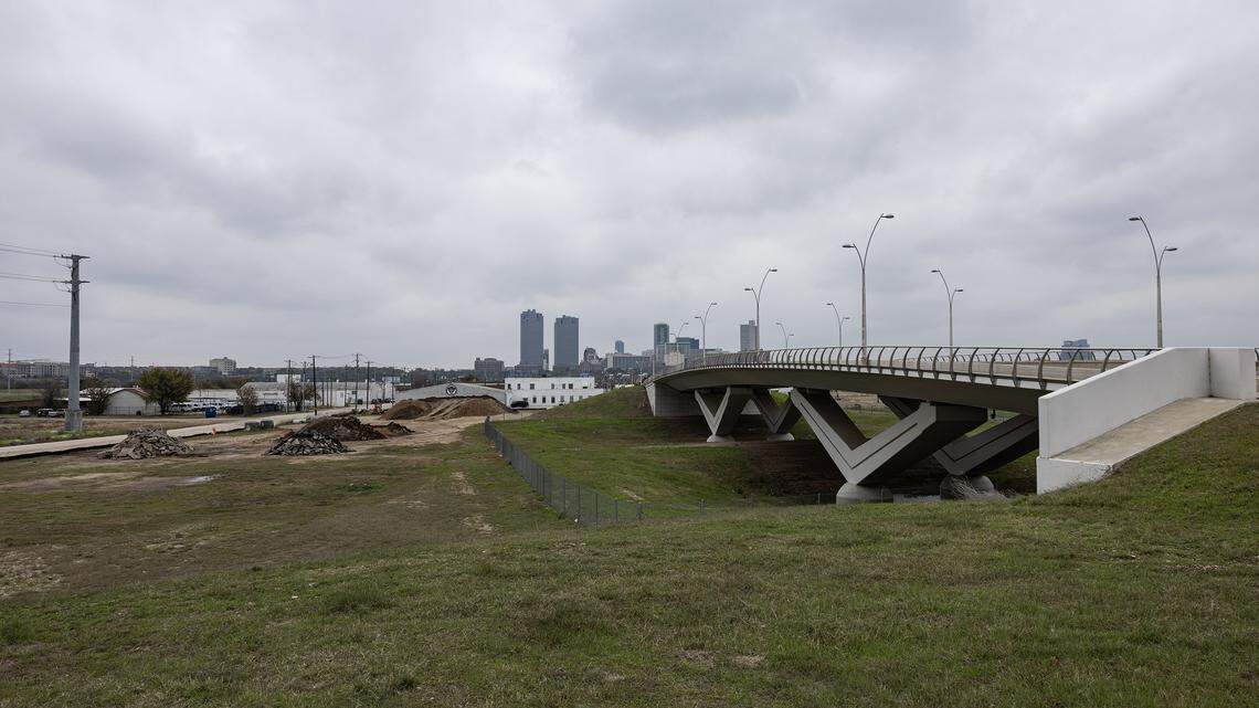 Construction is underway for the North channel of Panther Island running under the Main Street bridge to Northside Fort Worth on Thursday, Dec. 4, 2025. Canal digging is expected to start construction next year.