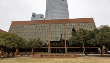 Outside of the Tarrant County Administration Building in Fort Worth on Tuesday, March 21, 2023.