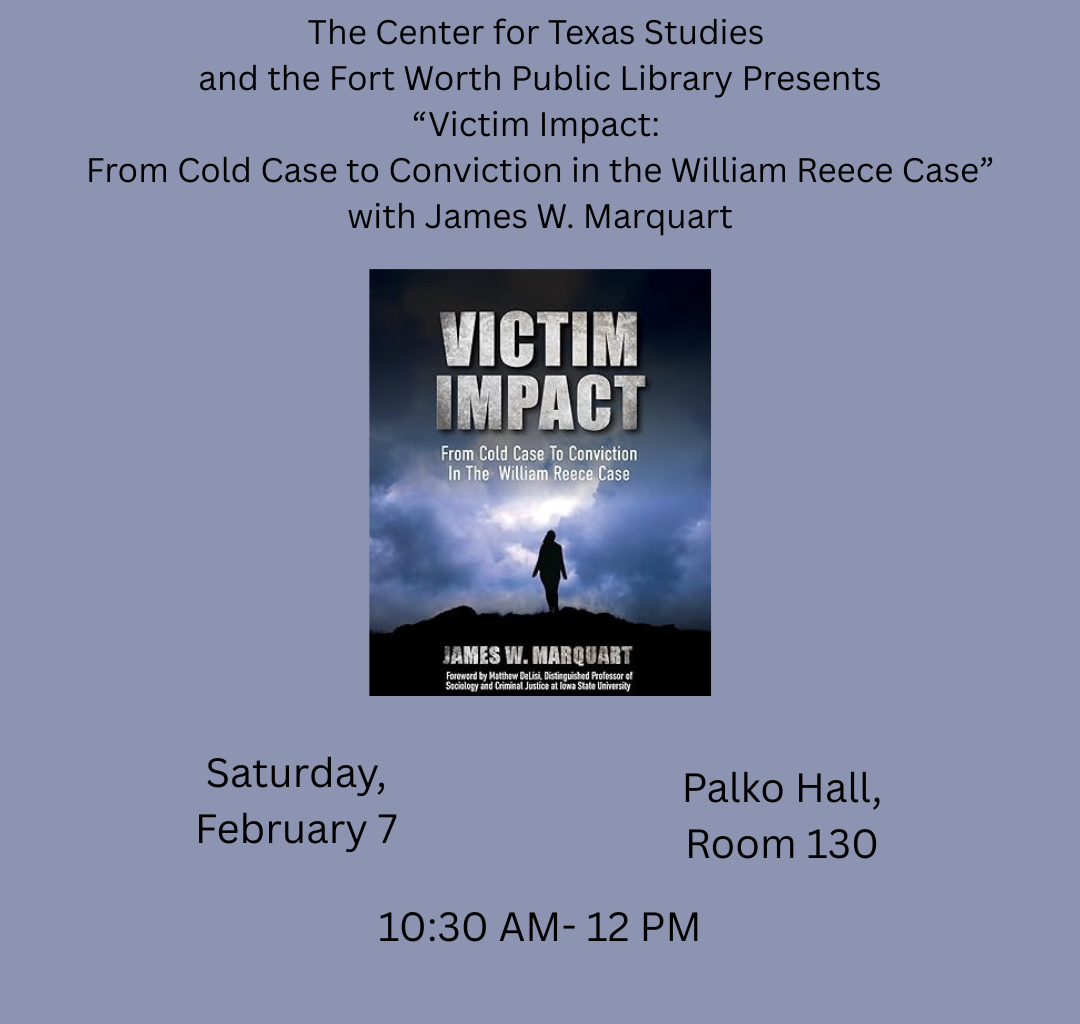 A flyer for James Marquart's talk about his book on Feb. 7, 2026. (Photo courtesy of  what2do@tcu.edu)