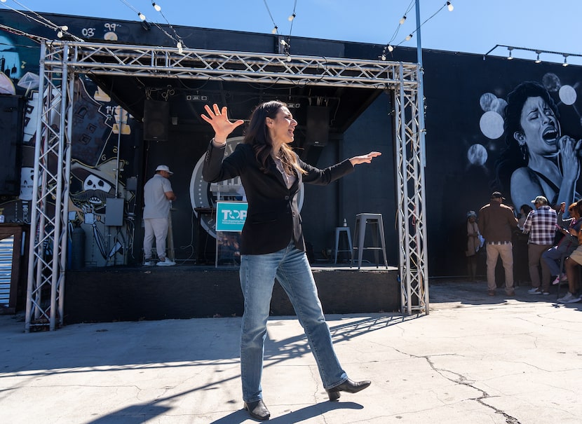 State Representative Gina Hinojosa speaks during a Texas Organizing Project event at the...