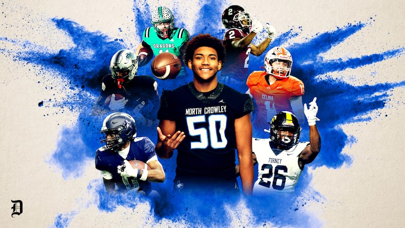 Meet the best Dallas-area high school football players in the Class of 2026. Clockwise from...
