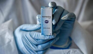 A health worker shows a box containing a bottle of Ivermectin, a medicine authorized by the National Institute for Food and Drug Surveillance (INVIMA) to treat patients with mild, asymptomatic or suspicious COVID-19, as part of a study of the Center for Paediatric Infectious Diseases Studies, in Cali, Colombia, on July 21, 2020. (Photo by Luis ROBAYO / AFP) (Photo by LUIS ROBAYO/AFP via Getty Images)