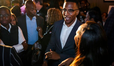 Democrat Christian Menefee, here at his election night watch party in November, is heading to Congress after winning Saturday's special election runoff for Texas' 18th District. (Brett Coomer/Houston Chronicle via Getty Images)