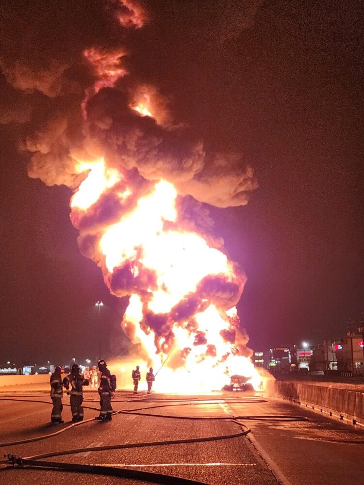 Gulf Freeway Fuel Truck Fire