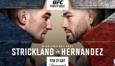 Civil War? UFC Houston poster featuring Strickland vs. Hernandez