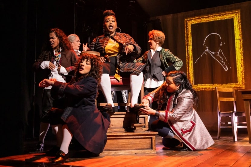 Liz Mikel, center, in "1776," the musical revival about the Founding Fathers that ran on...