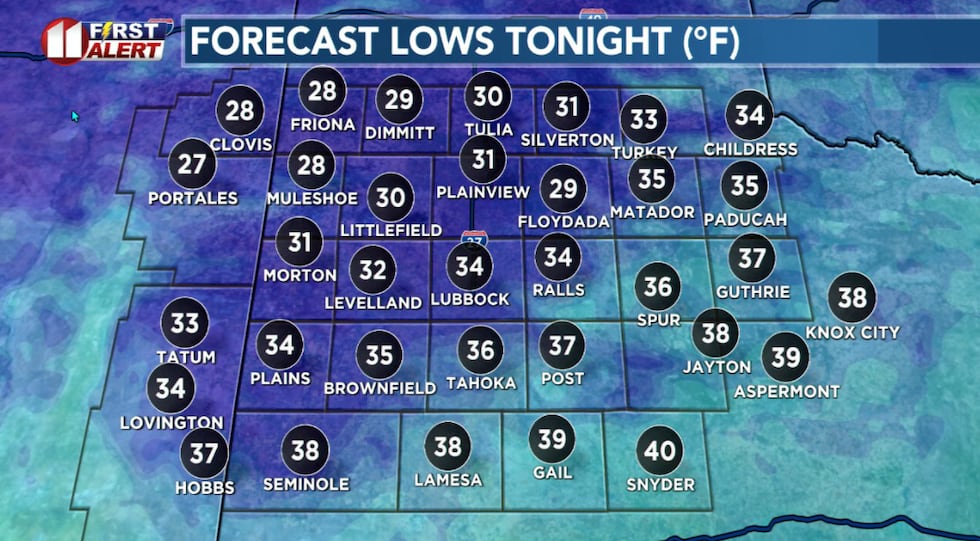 Colder tonight, but lows still about five degrees above average for mid-February.
