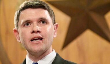 James Talarico, D-Austin, speaks at a news conference with members of the House Democratic Caucus at the Capitol Monday January 13, 2025.