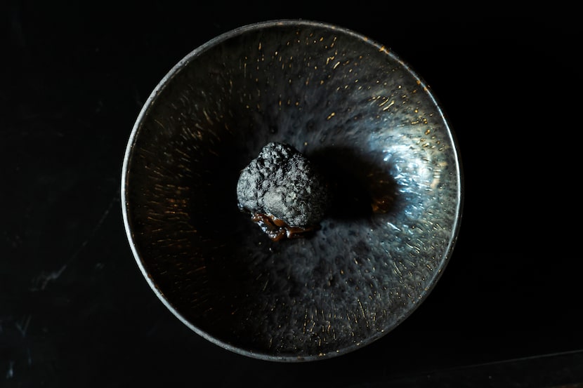 Sauvage's courses included surprising plating, like this black truffle foie gras dish.