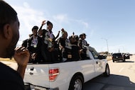 DeSoto High SchoolÕs football team is honored in a championship parade hosted by DeSoto for...