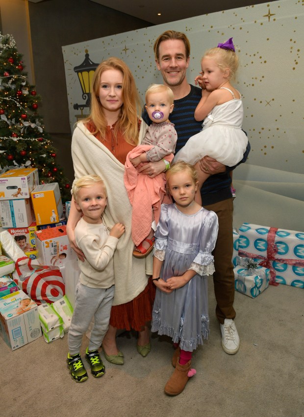 WEST HOLLYWOOD, CA - DECEMBER 02: Kimberly Brook (L), James Van Der Beek (R), and family at the 7th Annual Santa's Secret Workshop benefiting LA Family Housing at Andaz on December 2, 2017 in West Hollywood, California. (Photo by Matt Winkelmeyer/Getty Images for Santa's Secret Workshop 2017)