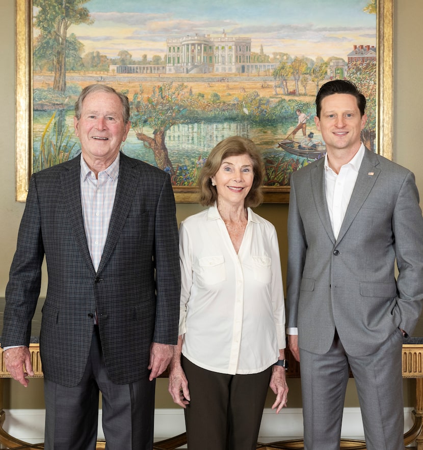 George Bush and Laura Bush with Shilo Brooks at the announcement of Brooks' appointment as...