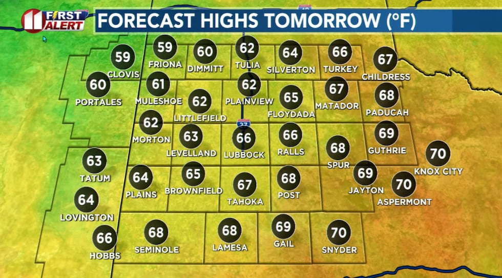 Thursday afternoon mostly sunny but windy and not as warm.