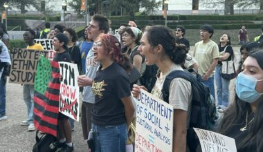 Austin, Texas protest against attacks on progressive university departments.
