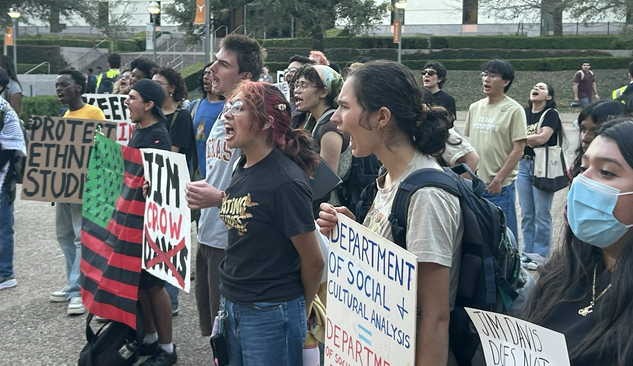 Austin, Texas protest against attacks on progressive university departments.